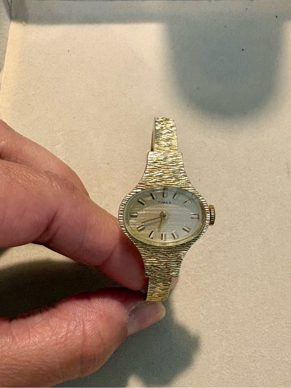 Vintage Timex Gold Tone Textured bangle Ladies Watch